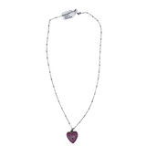 JAMES AVERY ENAMEL HEART NECKLACE SILVER PINK