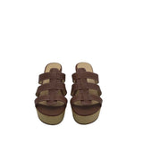 RET$650 PLATFORM WEDGE SLIDE DESIGNER SHOES BROWN TAN 8