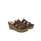 RET$650 PLATFORM WEDGE SLIDE DESIGNER SHOES BROWN TAN 8