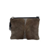 COWHIDE CROSSBODY HANDBAG BROWN BLACK