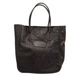 LEATHER TOOLED TOTE HANDBAG BROWN