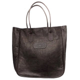 LEATHER TOOLED TOTE HANDBAG BROWN