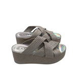 PLATFORM WEDGE SANDAL DESIGNER SHOES SILVER 9.5