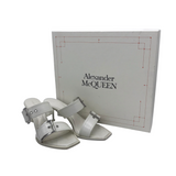 ALEXANDER McQUEEN DOUBLE BUCKLE MULES LUXE SHOES WHITE 37