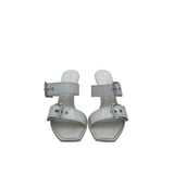 ALEXANDER McQUEEN DOUBLE BUCKLE MULES LUXE SHOES WHITE 37