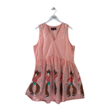 DOUBLE D RANCH RET$300 RODEO COWGIRL DESIGNER DRESS PEACH BROWN XL