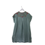 JOHNNY WAS RET$288 LINEN EMBROIDERED DESIGNER DRESS BLUE BEIGE MEDIUM