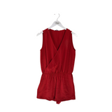 REBECCA MINKOFF SILK SLEEVELESS DESIGNER ROMPER RED 2