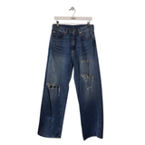 RET$345 DISTRESSED WIDE LEG DESIGNER JEANS BLUE 27