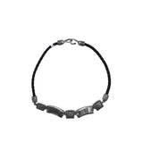 BRIGHTON LEATHER STMT NECKLACE SILVERTONE BLACK