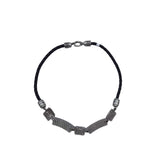 BRIGHTON LEATHER STMT NECKLACE SILVERTONE BLACK