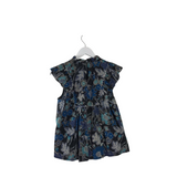 ULLA JOHNSON FLORAL RUFFLE SLEEVELESS DESIGNER TOP BLACK BLUE 4