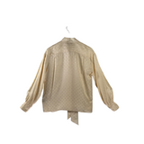 TORY BURCH LOGO SILK LONG SLEEVE DESIGNER BLOUSE CREAM 10