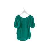 JOIE SILK SHORT SLEEVE DESIGNER BLOUSE TEAL SMALL