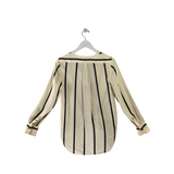 RAG & BONE SILK STRIPE LONG SLEEVE DESIGNER TOP CREAM BLACK XSMALL