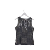 TORY BURCH SEQUIN SLEEVELESS DESIGNER TOP GREY CREAM 8