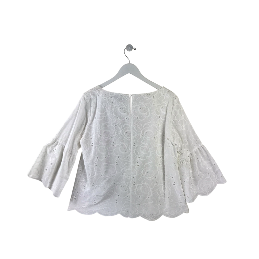 BROOKS BROTHERS NWT$168 EMBROIDERED 3/4 SLEEVE DESIGNER TOP WHITE LARGE