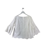 BROOKS BROTHERS NWT$168 EMBROIDERED 3/4 SLEEVE DESIGNER TOP WHITE LARGE