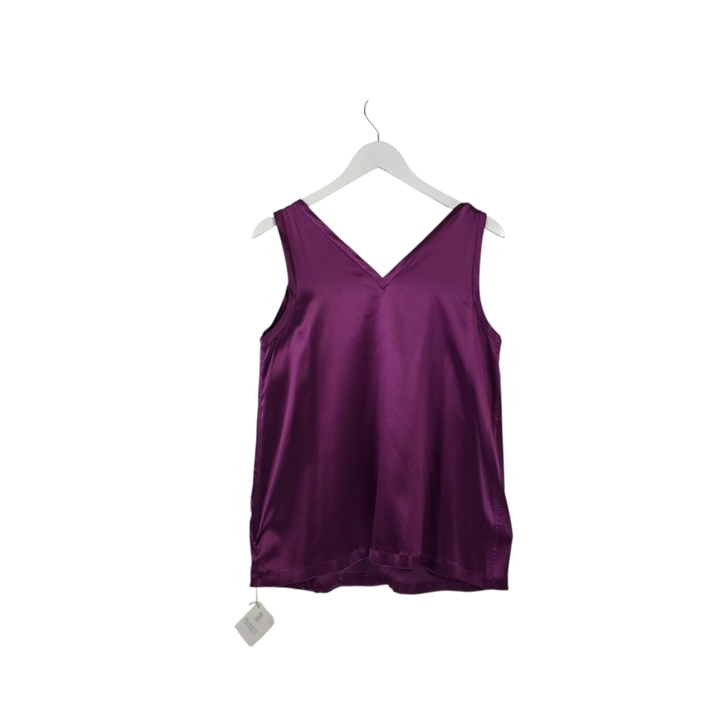 BRUNELLO CUCINELLI NWT$387 SILK SLEEVELESS DESIGNER TOP PURPLE LARGE