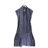 MIRTH MAXI PRINT CAP SLEEVE TIE BELT DESIGNER DRESS BLUE WHITE SMALL