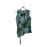ANTONELLI PRINT SLEEVELESS TIERED DESIGNER TOP WHITE GREEN 40