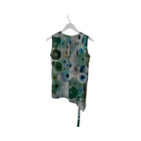 ANTONELLI PRINT SLEEVELESS TIERED DESIGNER TOP WHITE GREEN 40