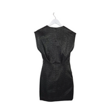 GLITTER RUCHED SLEEVELESS DESIGNER DRESS GREY 36
