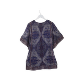 JOIE PRINT SILK SHORT SLEEVE DESIGNER DRESS BLUE WHTIE XSMALL