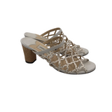 JIMMY CHOO DELINA WOVEN LEATHER MULES SANDALS LUXE SHOES WHITE 35.5
