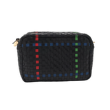 CLARE V. RET$395 LEATHER WOVEN CROSSBODY HANDBAG BLACK MULTI
