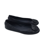 TORY BURCH LEATHER BALLET FLAT DESIGNER SHOES NAVY 7.5