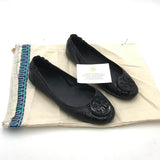 TORY BURCH LEATHER BALLET FLAT DESIGNER SHOES NAVY 7.5