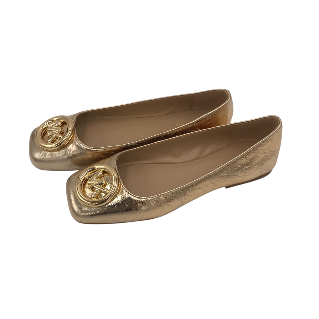 MICHAEL KORS RET$175 METALLIC BALLET FLAT SHOES GOLD 7.5