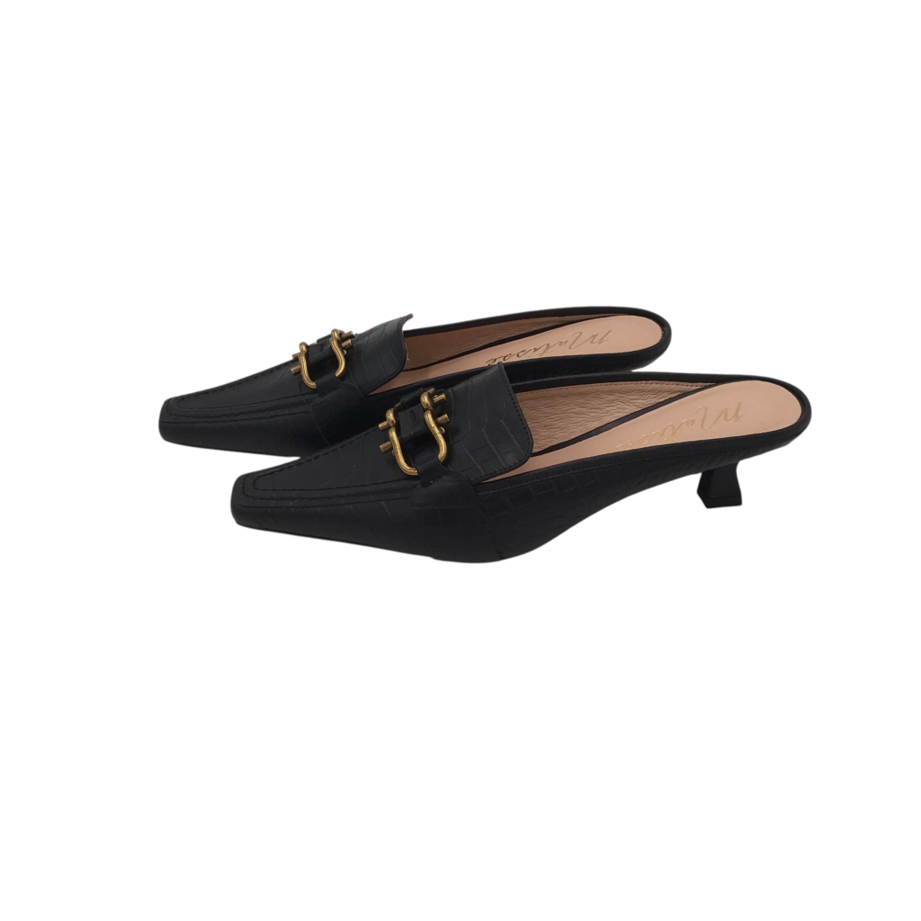 MATISSE RET$140 CROC EMBOSSED MULE SHOES BLACK 9M