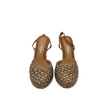 VIA SPIGA RET$160 WOVEN LACE UP WEDGE SHOES RUST OLIVE 8