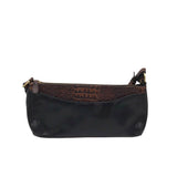 BRAHMIN SHOULDER CROC EMBOSSED HANDBAG BROWN BLACK