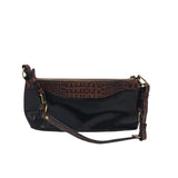 BRAHMIN SHOULDER CROC EMBOSSED HANDBAG BROWN BLACK