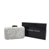TADASHI SHOJI EMBELLISHED CLUTCH HANDBAG WHITE