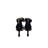 RET$170 GOOSE FEATHER ANKLE STRAP HEEL SHOES BLACK 7