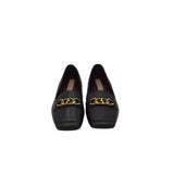 FRANCO SARTO SQUARE TOE LOAFER SHOES BLACK GOLD 10M