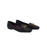 FRANCO SARTO SQUARE TOE LOAFER SHOES BLACK GOLD 10M