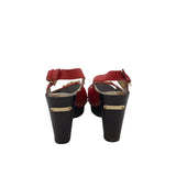 MICHAEL MICHAEL KORS WOODEN WEDGE SANDAL SHOES RED BROWN 6