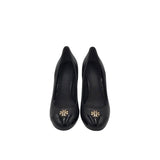 TORY BURCH LEATHER WEDGE DESIGNER SHOES BLACK GOLD 7