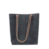 CONSUELA RET$245 "RATTLER" TOTE HANDBAG NAVY BROWN