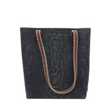 CONSUELA RET$245 "RATTLER" TOTE HANDBAG NAVY BROWN