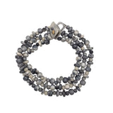 3-STRAND RESIN BEADED NECKLACE JEWELRY GRAY