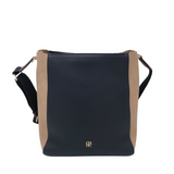 CAROLINA HERRERA CH LEATHER TWO-TONE LUXE HANDBAG BLACK/BEIGE