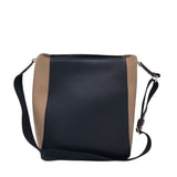 CAROLINA HERRERA CH LEATHER TWO-TONE LUXE HANDBAG BLACK/BEIGE