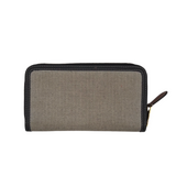 BURBERRY HORSEFERRY PRINT CANVAS ZIPAROUND LUXE WALLET BLACK/TAUPE