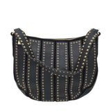 MICHAEL MICHAEL KORS RET$498 GROMMET LEATHER SHOUDLER HANDBAG BLACK GOLD